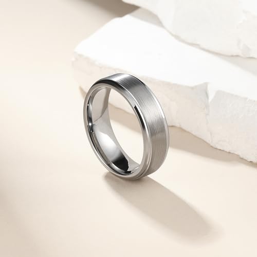 King Will 7mm Tungsten Ring for Men Silver Tungsten Wedding Band Matte Brushed Finish Comfort Fit Size 9.5 - Image 2