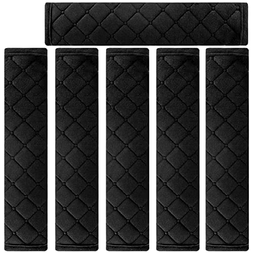 NEPAK 6 Pack Car Seat Strap Pads,Universal Car Seat Belt Pads Cover,Seat Belt Shoulder Strap Covers Harness Pad for Car/Bag,Protect Your Neck and Shoulder(Black) - Image 1