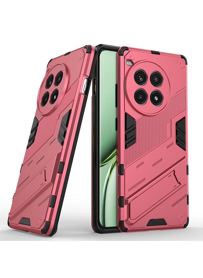 erorex For OnePlus Ace 3 Pro 5G Punk Armor 2 in 1 PC + TPU Phone Case with Holder(Light Red) 