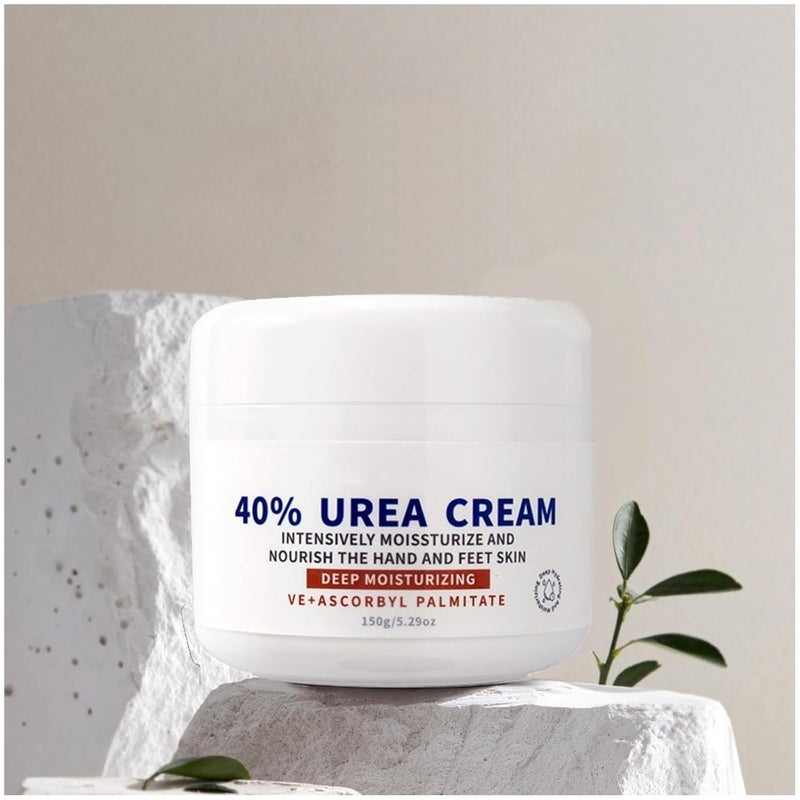 Urea Cream 40 Percent for Feet Maximum Strength, Moisturizes Foot Cream for Dry Cracked Heels and Feet Hand Knees Elbows Urea Cream for Feet Removes Calluses Dead Skin and Soften Toenails 5.29 Oz