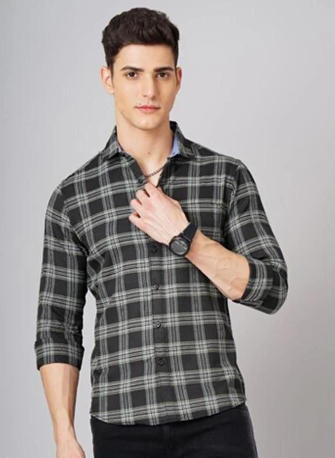Take Two Men Black Checkered Casual Shirt By HardSoda