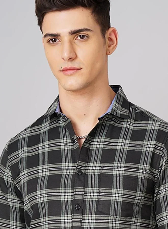 Take Two Men Black Checkered Casual Shirt By HardSoda