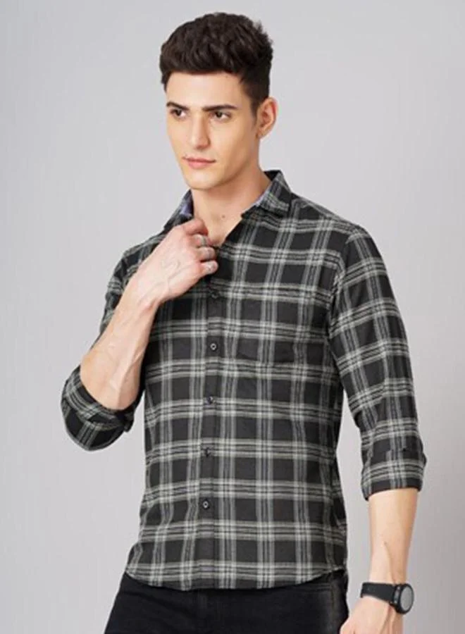 تايك تو قميص رجالي كاروهات أسود كاجوال من هارد سودا