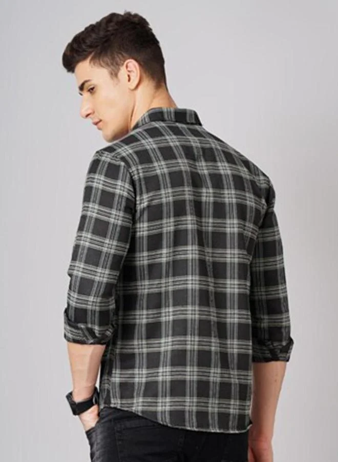 تايك تو قميص رجالي كاروهات أسود كاجوال من هارد سودا