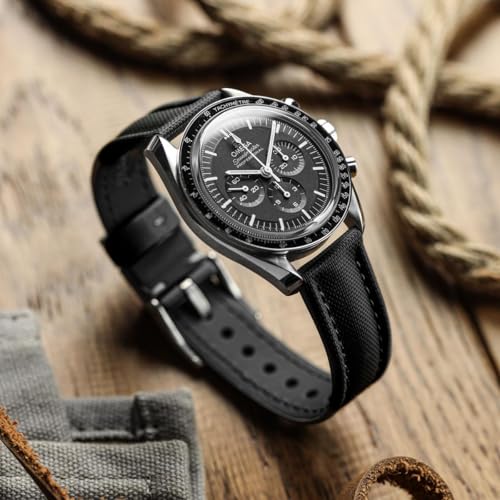 WatchGecko Atlas Sailcloth Waterproof Watch Strap – Quick-Release Spring Bars, Brushed Stainless-Steel Buckle, 18mm-22mm Sizes, 5 Colour Options – Durable & Comfortable, 18mm - Image 3