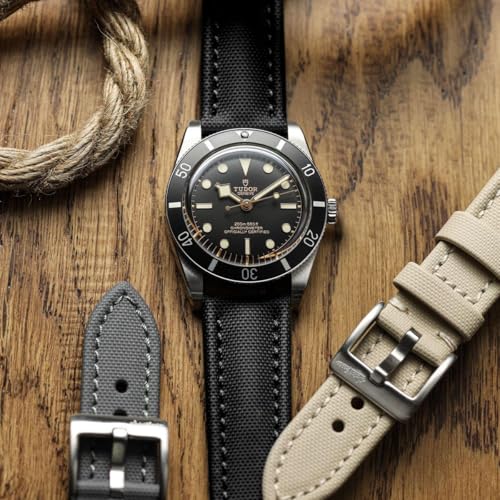 WatchGecko Atlas Sailcloth Waterproof Watch Strap – Quick-Release Spring Bars, Brushed Stainless-Steel Buckle, 18mm-22mm Sizes, 5 Colour Options – Durable & Comfortable, 18mm - Image 4