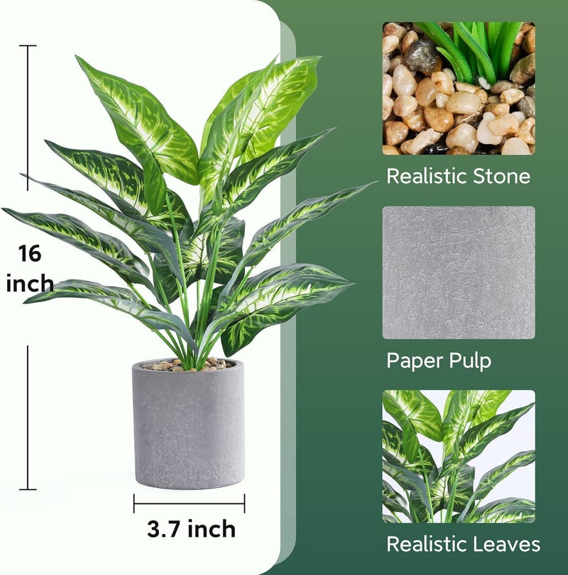 JC nateva 16" Small Fake Plants Artificial Tropical Faux Plants Indoor for Office Desk Shelf Bathroom Home Decor - Image 4