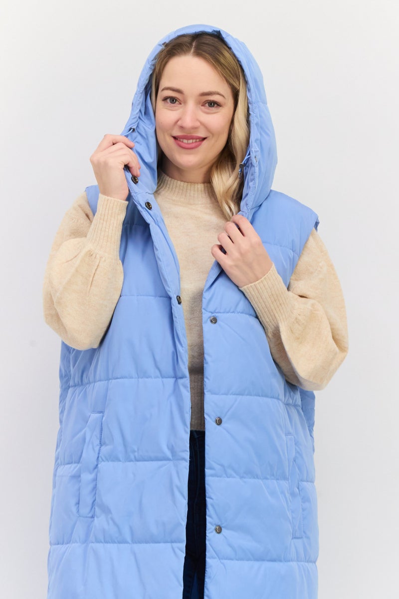 Tchibo Women Hooded Quilted jacket, Blue - Image 4
