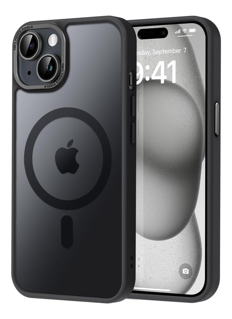 Generic - Magnetic Case for iPhone 14 Plus/15 Plus 6.7 Inch Case Translucent Matte Phone Case Slim Thin Shockproof Anti-Yellow Women Men Girls Boys Protective Cover (Black) - Image 1