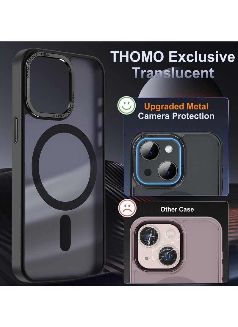 Generic - Magnetic Case for iPhone 14 Plus/15 Plus 6.7 Inch Case Translucent Matte Phone Case Slim Thin Shockproof Anti-Yellow Women Men Girls Boys Protective Cover (Black) - Image 1