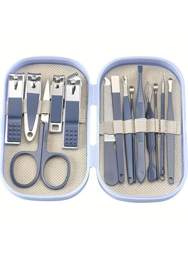 A Set Of 14pcs Stainless Steel Manicure And Pedicure Tools, Featuring Modern Style Concave Edge Nail Clippers And Grooming Tools, Including A Portable Storage Box - A Unisex Odorless Nail Care Kit - Image 1