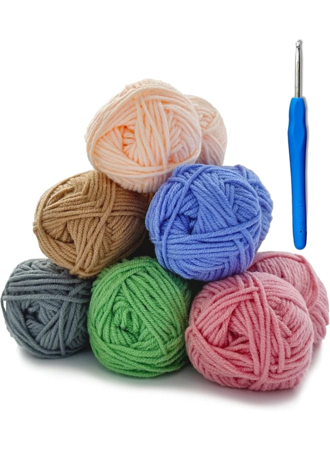 Crochet Kits for Beginners Adults,Crochet Yarn Acrylic Double Knitting Wool for Crochet，Yarn for Crochet Acrylic Wool for Knitting 6 x 25g with 4mm Crochet Hook (Meranti)  - Image 1