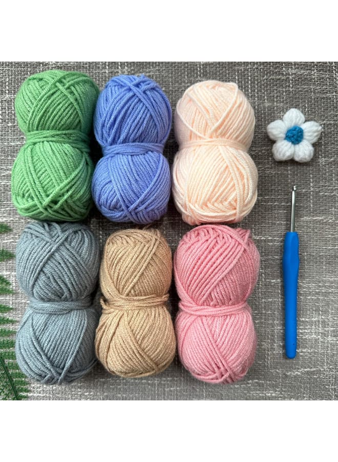 Crochet Kits for Beginners Adults,Crochet Yarn Acrylic Double Knitting Wool for Crochet，Yarn for Crochet Acrylic Wool for Knitting 6 x 25g with 4mm Crochet Hook (Meranti)  - Image 2