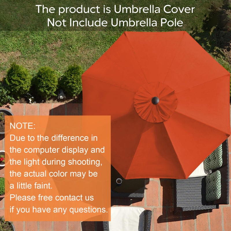 EliteShade USA 9FT Patio Umbrella Replacement Covers 8 Ribs Market Umbrella Canopy Cover (CANOPY ONLY) (Rust) - Image 2