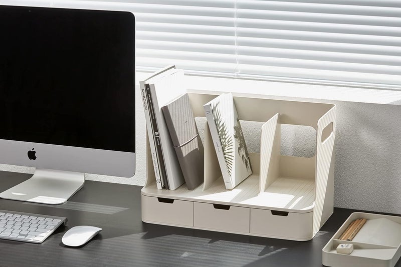 Litem OLIO BOOK RACK with 3 Drawers 3 Compartments Color BEIGE - Image 5