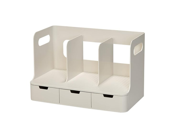 Litem OLIO BOOK RACK with 3 Drawers 3 Compartments Color BEIGE - Image 1
