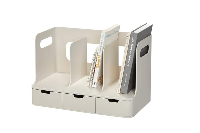 Litem OLIO BOOK RACK with 3 Drawers 3 Compartments Color BEIGE - Image 4