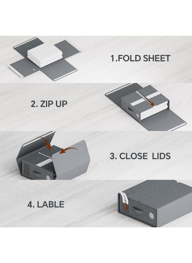 Generic TRZZ Sheet Organizers and Storage, 8-Pack, Queen/King Size (Grey), Foldable Sheet Set Organizer, Fabric Storage Bins for Bed Sheets, 15" L×13" W×5" H  - Image 5