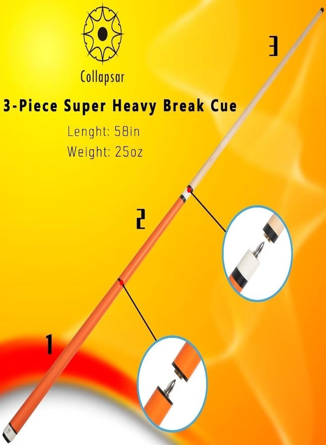 Collapsar Heavy Hitter Jump Break Cue,25oz 3 Piece Pool Cue 14mm Phenolic Tip,25-Ounce Billiard Pool Stick - Image 3