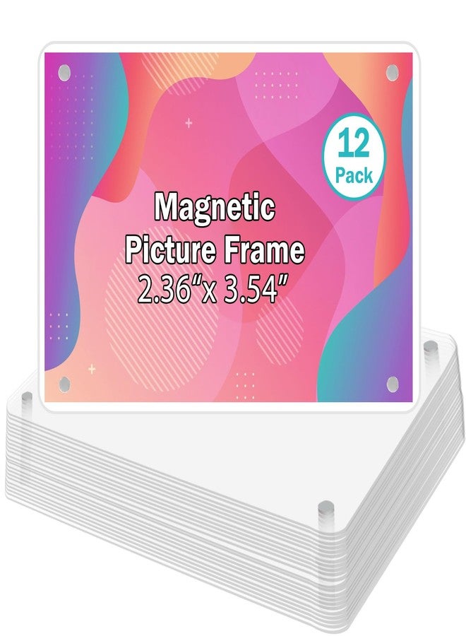 Wbtran Acrylic Fridge Magnetic Frame, Double Sided Clear Magnetic Picture Frame, Clear Frameless Magnetic Refrigerator Photo Frame for Fujifilm Instax Mini, 2.36x 3.54 Inch,Pack of 12 - Image 2