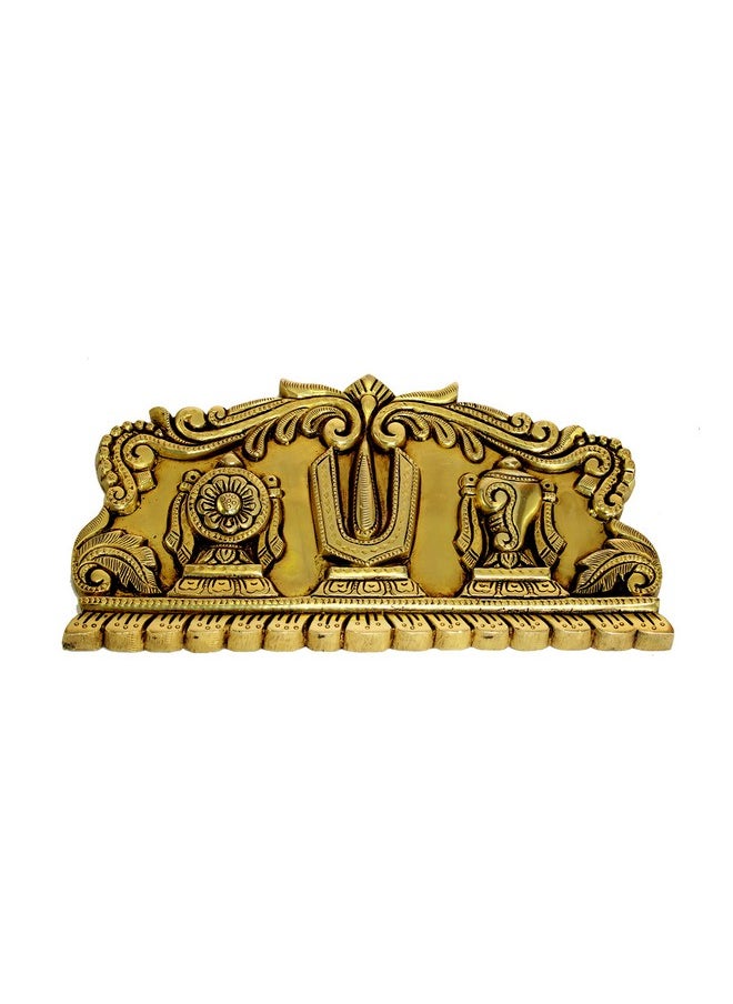 ESPLANADE ESPLANADE Brass Shankh Chakra Namah Showpiece | Shankha Chakra Tilak | Shankha Gada Padma | Padmanabha Swami | Vishnu | Home Decor (10 Inches)  - Image 1