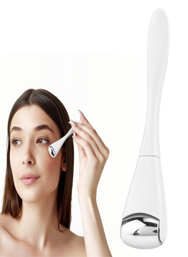 UPIQNG Eye Roller Face Roller Mini Ice Roller Facial Massage Roller Eye Cream Applicator Handheld Metal Eye Roller Skin Care Tool for Relief Facial Puffiness,White - Image 1