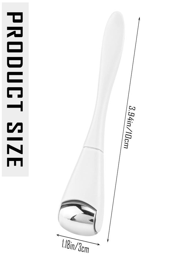 UPIQNG Eye Roller Face Roller Mini Ice Roller Facial Massage Roller Eye Cream Applicator Handheld Metal Eye Roller Skin Care Tool for Relief Facial Puffiness,White - Image 2