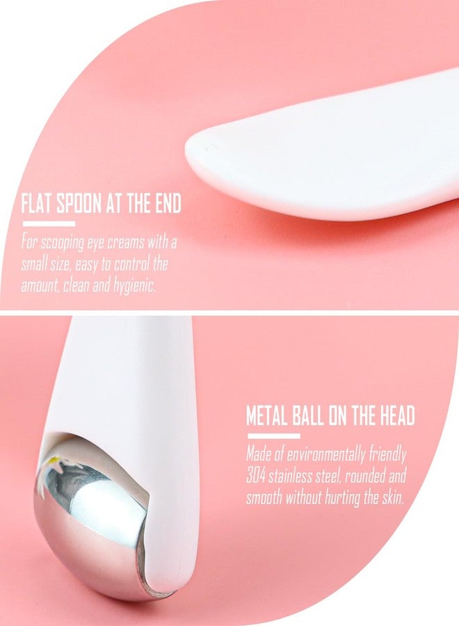 UPIQNG Eye Roller Face Roller Mini Ice Roller Facial Massage Roller Eye Cream Applicator Handheld Metal Eye Roller Skin Care Tool for Relief Facial Puffiness,White - Image 3