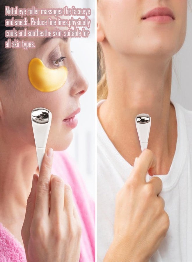 UPIQNG Eye Roller Face Roller Mini Ice Roller Facial Massage Roller Eye Cream Applicator Handheld Metal Eye Roller Skin Care Tool for Relief Facial Puffiness,White - Image 5