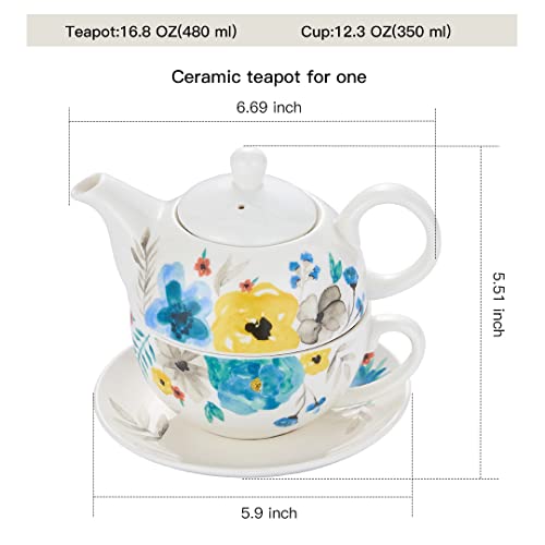 CHILDIKE Tea Set for One, Teapot for One and Cup Set, Tea Set for One, Tea Set for Gift, Women, Blooming Flowers - Image 3