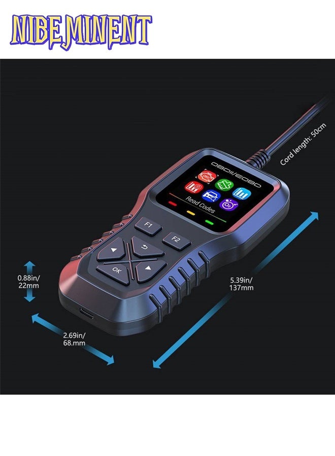 NIBEMINENT أداة تشخيص السيارات OBD2 العالمية، قارئ رموز أعطال المحرك، يدعم العربية، مع بيانات حية واستعداد I/M، إطار تجميد مع شاشة ملونة، يعمل مع جميع مركبات OBDII - Image 4