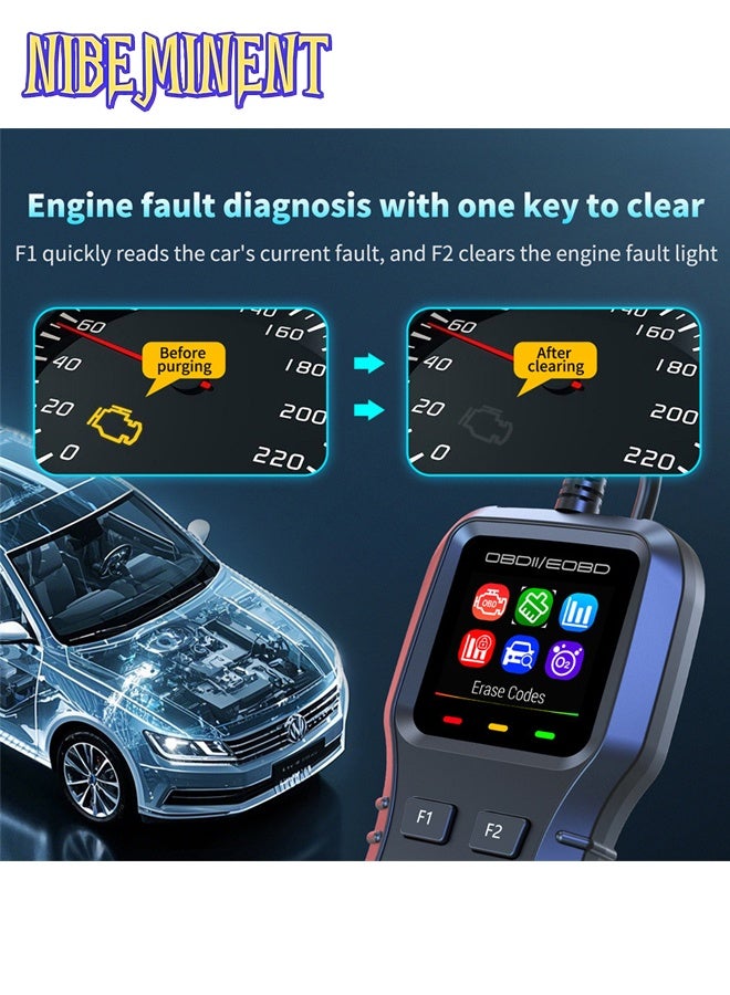 NIBEMINENT أداة تشخيص السيارات OBD2 العالمية، قارئ رموز أعطال المحرك، يدعم العربية، مع بيانات حية واستعداد I/M، إطار تجميد مع شاشة ملونة، يعمل مع جميع مركبات OBDII - Image 5