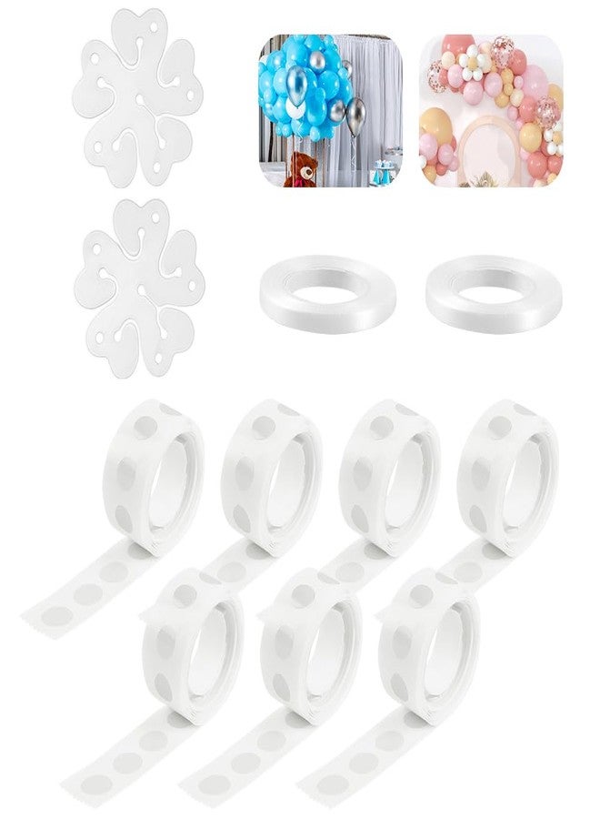 Ainiv 700 PCS Balloon Sticky Dots, Double Sided Dot Stickers with 21 Yds White Satin Ribbon, Clear Removable Round Sticky Tack No Trace Waterproof Dots for Craft Gift Wrapping Wedding Xmas Decoration - Image 1
