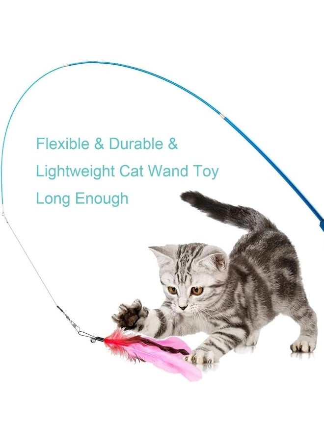 Mumoo Bear 11 Pcs Cat Feather Toys, Interactive Kitten Toys for indoor Cat Kitten,1 Retractable Cat Teaser Wand with 10 Feather Refills