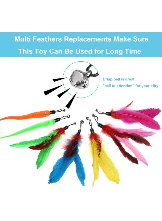 Mumoo Bear 11 Pcs Cat Feather Toys, Interactive Kitten Toys for indoor Cat Kitten,1 Retractable Cat Teaser Wand with 10 Feather Refills