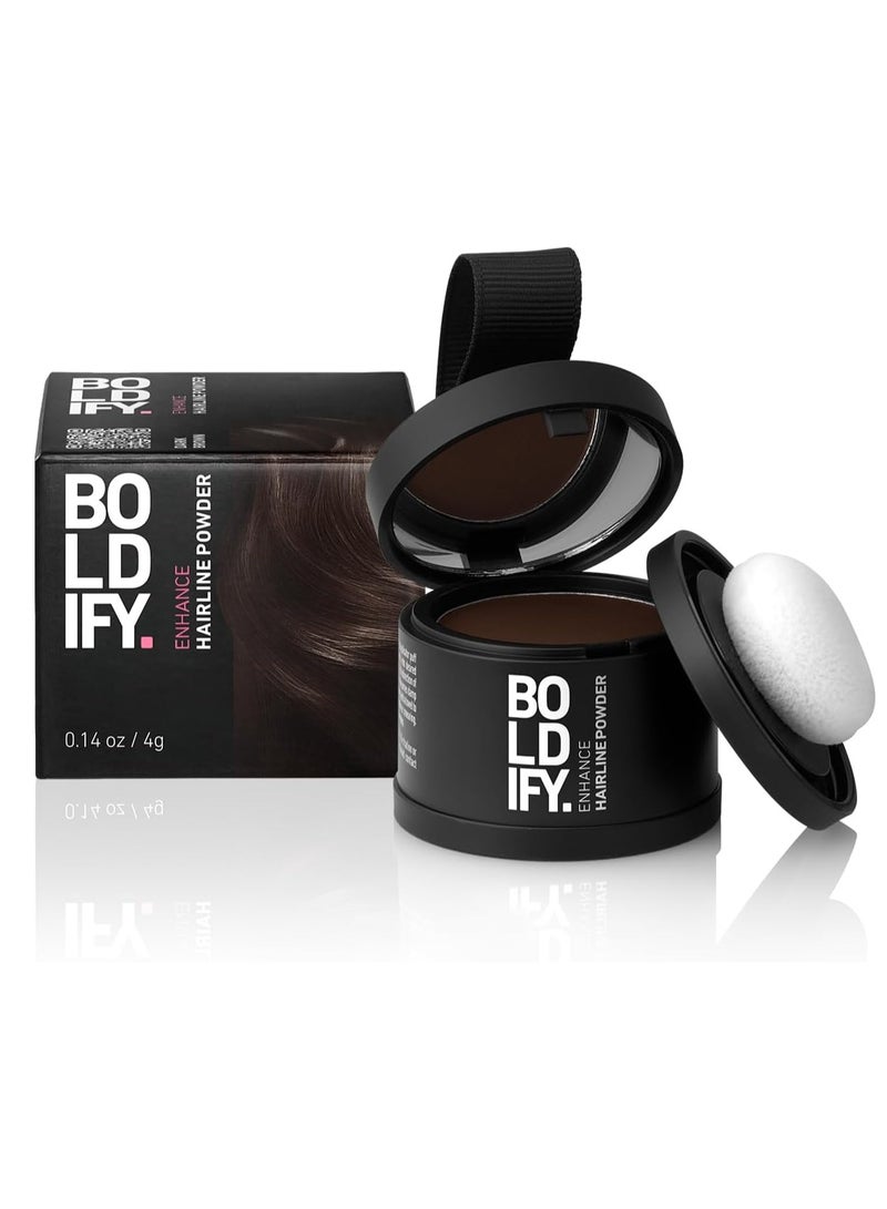 Boldify Hairline Root Touchup Powder For Instant Coverage – Conceals Thinning Edges And Gray Roots, Sweat And Rain Resistant, Dermatologist-Approved Scalp Safe Formula, Dark Brown (4G) - Image 1