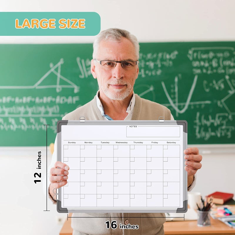 ABERLLS Small Monthly Calendar Dry Erase Whiteboard for Wall, 16" x 12" Magnetic Dry Erase Board, Hanging Double-Sided White Board, Portable Board for Drawing, Kitchen, Planning, Memo, Home, Office - Image 5