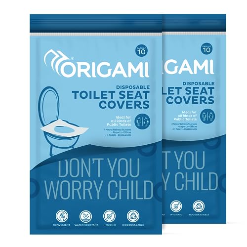 Origami Disposable Toilet Seat Covers Pack of 2 (Total 20 Sheets) | Water Resistant & Biodegradable | Hygienic Protection with No Direct Contact with Unsanitary Seats | Easy to Dispose & Eco-Friendly - Image 1