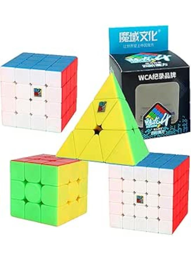 مجموعة مكعبات السرعة LiangCuber Moyu، مجموعة مكعبات السرعة الهرمية Moyu MoFang Jiaoshi Meilong 3x3 4x4 5x5 & 3x3 بدون ملصقات
