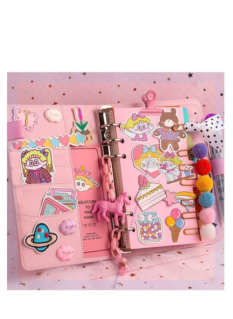 Cute Girl's Journal, Cane, Crafting Tools, Materials, Tape, Stickers, Gift Box 18-Piece Set - Image 1