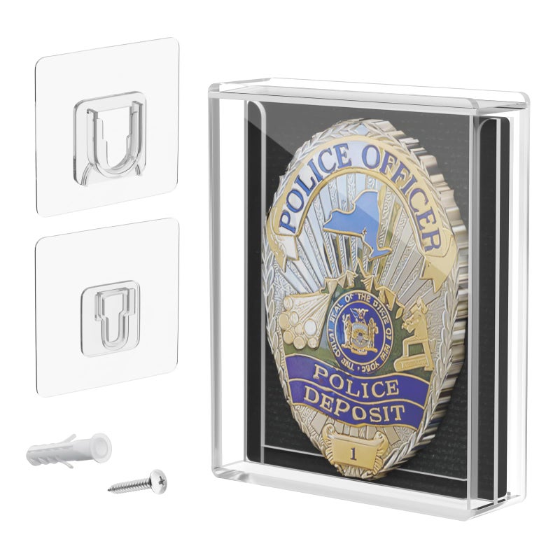 Homakover Acrylic Badge Display Case, Dustproof Badge Collection Display Box, Shadow Box for Policeman, Fire Badges (1 Pc) - Image 1