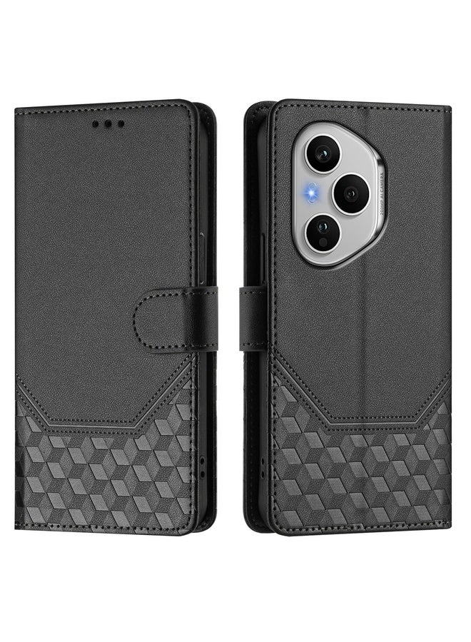 HuHa Case Cover For Honor 400 Pro Global 160.8mm Honeycomb Embossing RFID Leather Phone Case(Black) - Image 2