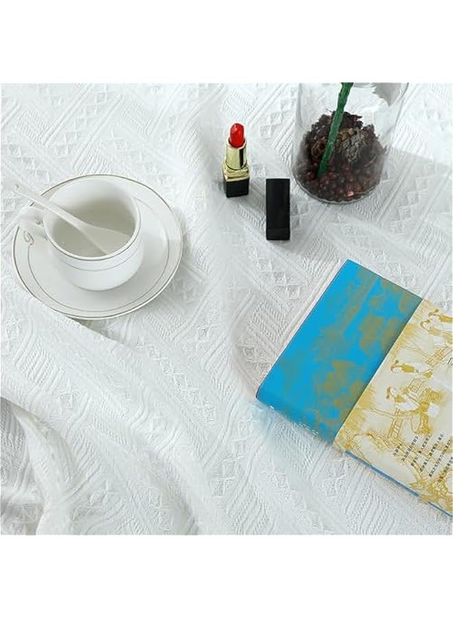 Beauenty White Square Small Tablecloth, Cotton Linen Wrinkle Resistant Washable Tablecloth for Bedside Coffee Tea Table Tables Tea Carts, Picnic Table Decorations (35 x 35 inches) - Image 2