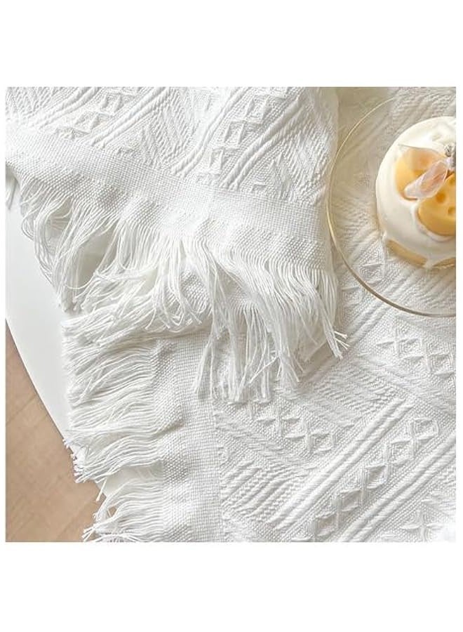 Beauenty White Square Small Tablecloth, Cotton Linen Wrinkle Resistant Washable Tablecloth for Bedside Coffee Tea Table Tables Tea Carts, Picnic Table Decorations (35 x 35 inches) - Image 3