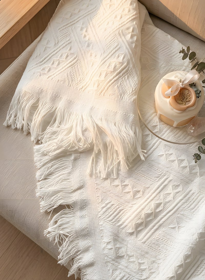 Beauenty White Square Small Tablecloth, Cotton Linen Wrinkle Resistant Washable Tablecloth for Bedside Coffee Tea Table Tables Tea Carts, Picnic Table Decorations (35 x 35 inches) - Image 3