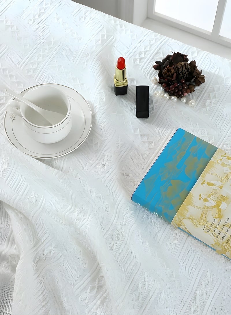 Beauenty White Square Small Tablecloth, Cotton Linen Wrinkle Resistant Washable Tablecloth for Bedside Coffee Tea Table Tables Tea Carts, Picnic Table Decorations (35 x 35 inches) - Image 2