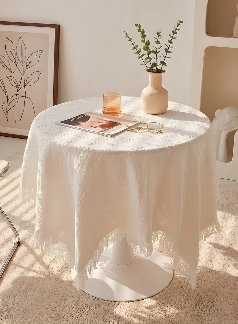 Beauenty White Square Small Tablecloth, Cotton Linen Wrinkle Resistant Washable Tablecloth for Bedside Coffee Tea Table Tables Tea Carts, Picnic Table Decorations (35 x 35 inches) - Image 5