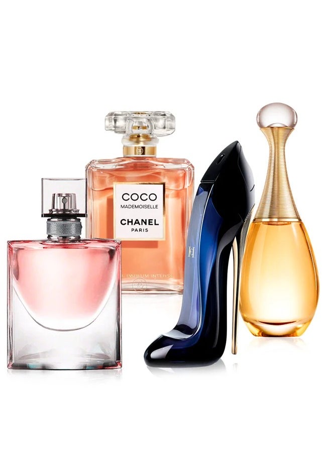لانكوم باريس - مجموعة عطورات جادور ديور 100مل وعطر لانكوم حياه حلوه 75ملليلتر وعطر كوكو مادموزيل 100مل وعطر كارولينا هيريرا 80 ملليلتر - Image 1