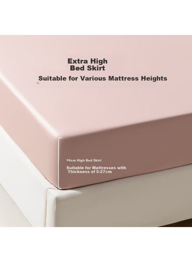 Crown A Class 60s Tencel Bed Sheet Cover Single Piece Four Seasons Lyocell Anti-slip Mattress Protector 1.5x2m Bed Hawthorn Pink