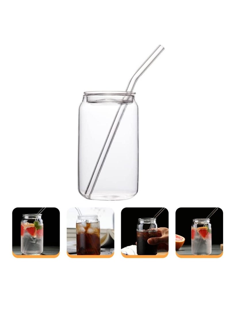 JOMILA Glass Cups and Glass Straws 16 oz Drinking Glasses Can Shaped Glass Cups Beer Glasses Iced Coffee Glasses Ideal for Whiskey Soda Wine Cocktail Cleaning Brushes - Image 2